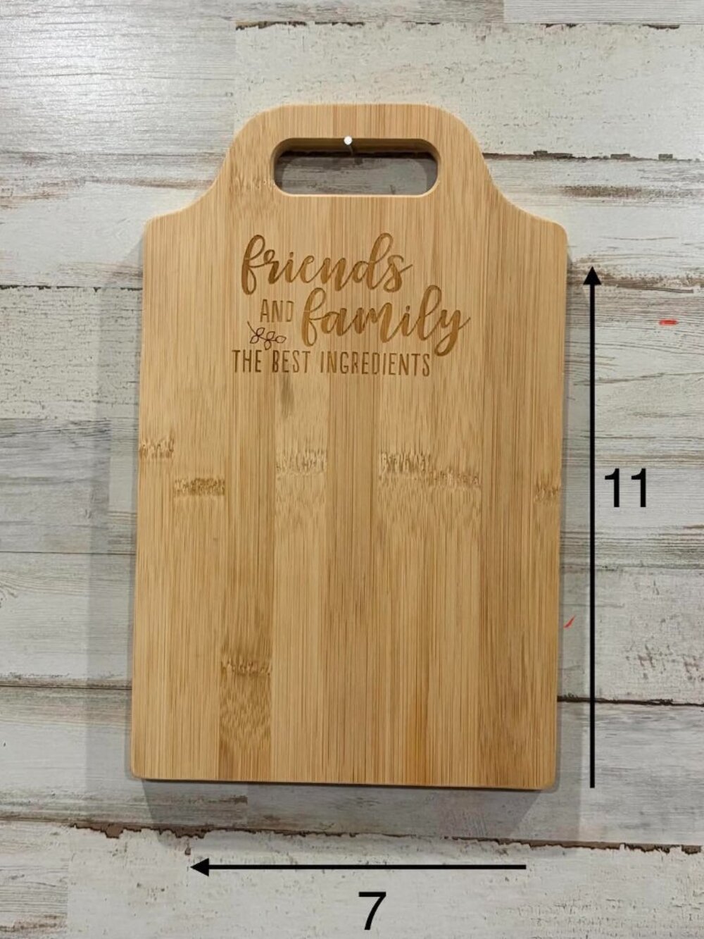 NWOT Friends and Family Wooden Cutting Board 11x7